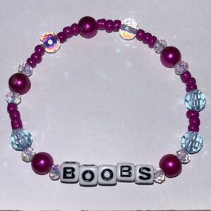 Handcrafted Beaded Stretch Bracelet Pink Y2K Aesthetic Novelty Gag Gift Jewelry